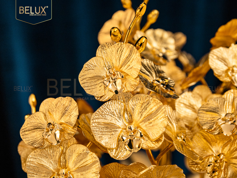 Chậu Lan Hồ Điệp 12 Cành Dát Vàng 24K